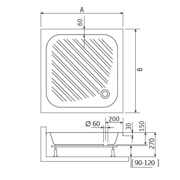 Душевой поддон RGW Acryl B/CL-S 90x90 белый (16180199-51)