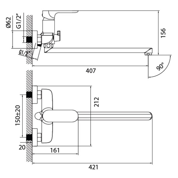 Смеситель для ванны и душа Iddis Eclipt (ECLSBL2i10)