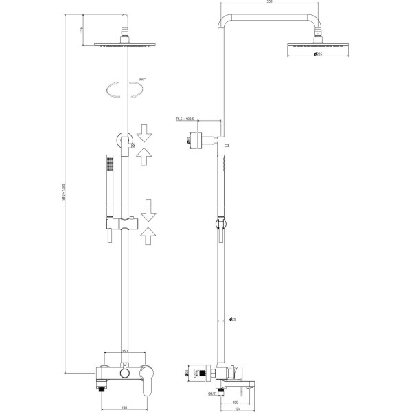 Душевая система Paffoni Blu черный (ZCOL632NO) Душевая система Paffoni Blu черный (ZCOL632NO)