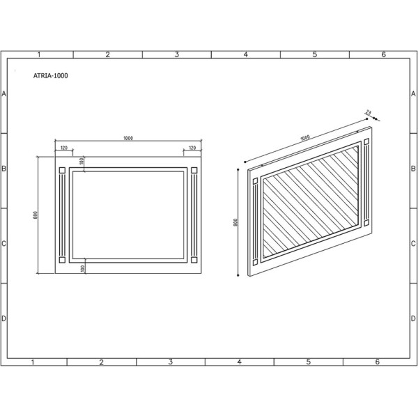 Зеркало с подсветкой BelBagno Atria 100x80 (ATRIA-SPC-1000-NL)