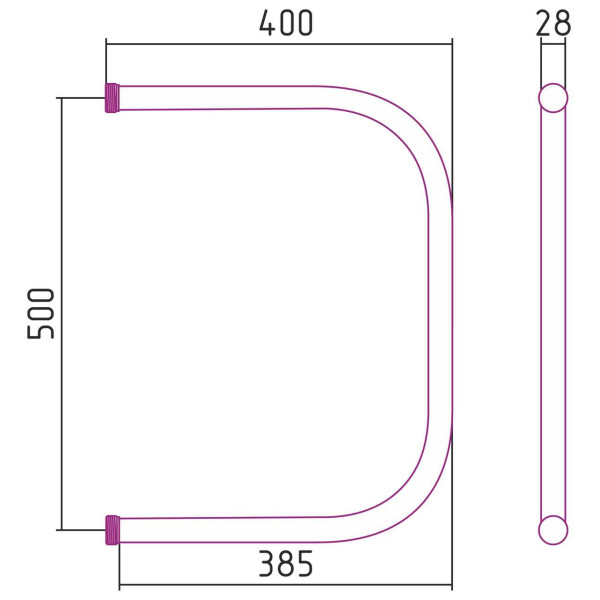 Полотенцесушитель водяной Стилье П-образный 500х400 резьба-сгон 1 хром (00002-5040) Полотенцесушитель водяной Стилье П-образный 500х400 резьба-сгон 1 хром (00002-5040)