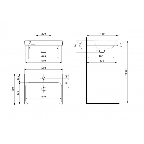 Раковина мебельная Santek Адриана 550x450x170 белая (1WH501620) Раковина мебельная Santek Адриана 550x450x170 белая (1WH501620)