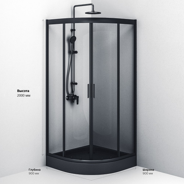 Душевые уголки AM.PM Gem 90x90x200 стекло прозрачное, профиль черный матовый (W90G-401-090BT)