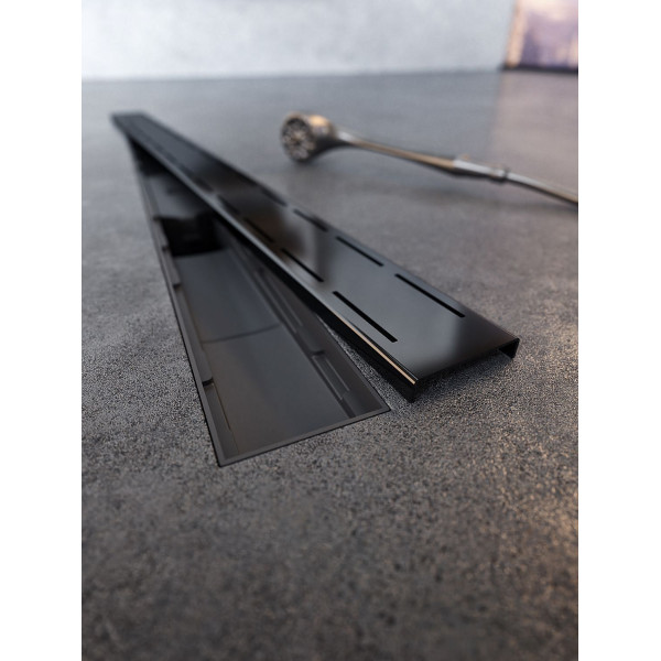 Лоток душевой 950 мм. MCH Chudej Line Black Edition (решетка нерж. сталь черная, боковой слив D 40) CH950LC