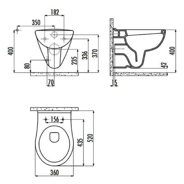 Унитаз подвесной Creavit Y.GOLLER 36x52x35,8 белый (YG320.00100)