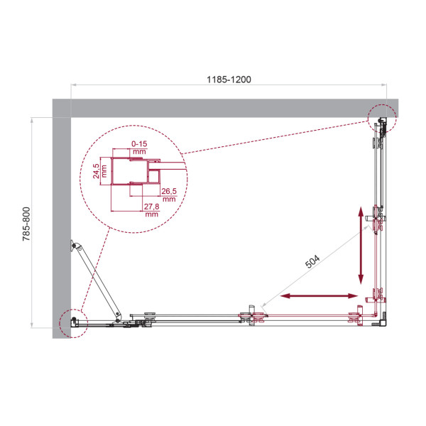 Душевой уголок BelBagno Luce 120x80x195 стекло матовое, профиль хром (LUCE-AH-21-120/80-P-Cr)