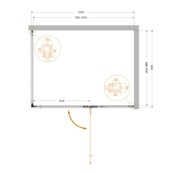 Душевой уголок Cezares Liner 120x90x195 R стекло прозрачное, профиль оружейная сталь (LINER-AH-1-120/90-C-GM-R)