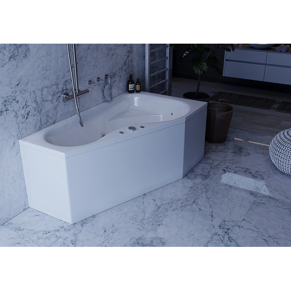 Ванна акриловая Акватек Медея 170х95 R на каркасе, с фронтальным экраном, слив-перелив