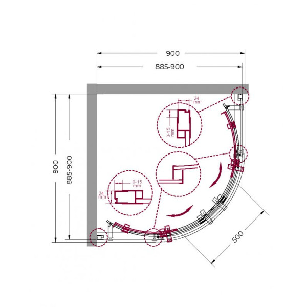 Душевой уголок BelBagno Marino 90x90x195 стекло прозрачное, профиль хром (MARINO-R-2-90-C-Cr)