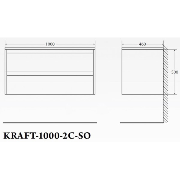 Тумба подвесная BelBagno Kraft 100 Cemento Grigio (KRAFT-1000-2C-SO-CG)