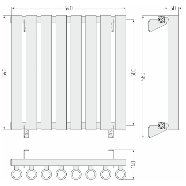 Радиатор стальной Сунержа Кумир 540x500 8 секций черный матовый (31-0340-5008)