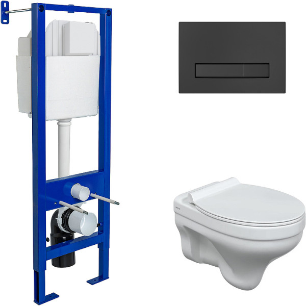 Комплект инсталляция с унитазом Berges Atom10 c с кнопкой черная SoftTouch, унитаз ALBIT S, сидение Top Slim SO (042442) Комплект инсталляция с унитазом Berges Atom10 c с кнопкой черная SoftTouch, унитаз ALBIT S, сидение Top Slim SO (042442)