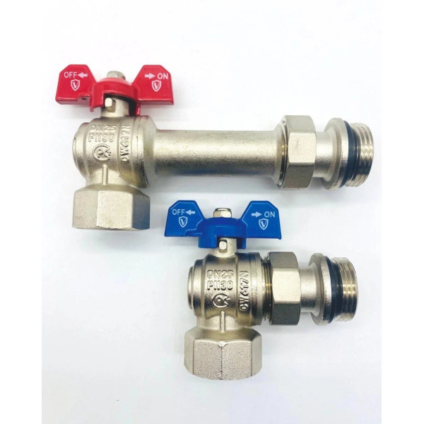 Комплект угловых шаровых кранов с сгонами 1" Vieir (VER63)