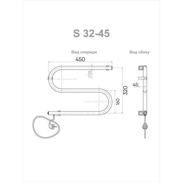 Полотенцесушитель электрический INDIGO S 450*475 серебристый (SE1-32-45v)