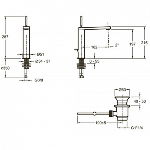 Смеситель для раковины Jacob Delafon Composed с донным клапаном хром (E73053-CP)