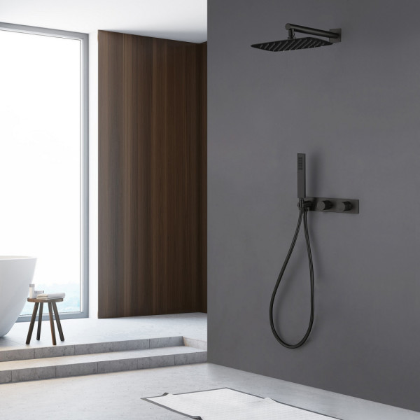 Душевая система Abber Rund  черный матовый (AF8718B)