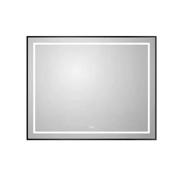 Зеркало Cezares 1000x32x800 в алюминиевой раме со встроенным светильником сенсорным выключателем и подогревом (SPC-KRAFT-1000-800-LED-TCH-WARM-NERO)