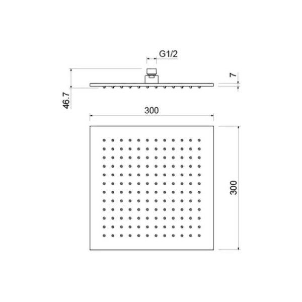 Верхний душ Aquatek 300*300*7 мм черный матовый (AQ2078MB)