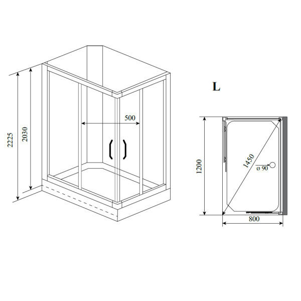 Душевая кабина Timo Ilma 102 L 120x80x223 стекло прозрачное, профиль хром (ILMA-102 L)