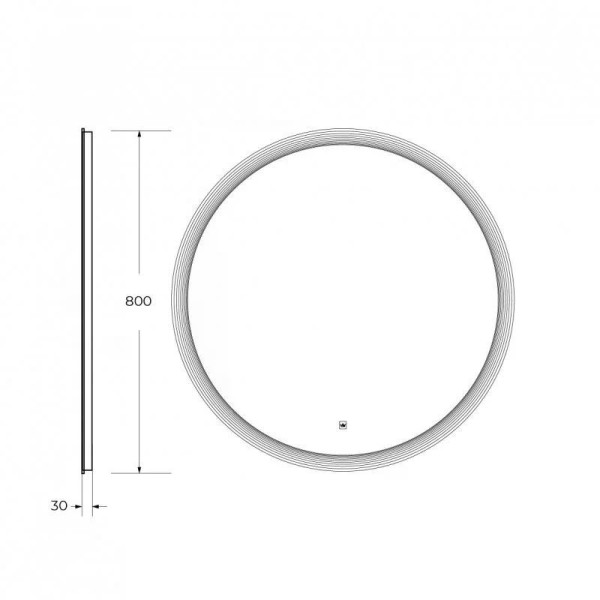 Зеркало Cezares 800x30 с лазерной гравировкой контурной подсветкой и сенсорным выключателем 12V 220-240V (CZR-SPC-ECO-800-LED-TCH)