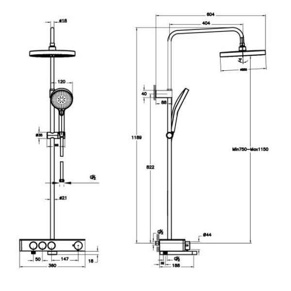 Душевая система Vitra Core Round золотой (A4730925EXP)