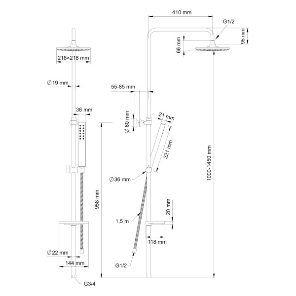 Душевой гарнитур Swedbe Calypso хром (5066)