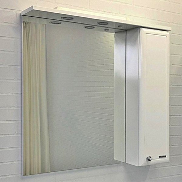 Шкаф зеркальный Comforty Сочи 840x820x155 белый глянцевый (00-00001350)