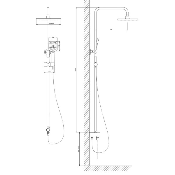 Душевой гарнитур Voda черная (VST1000-10Black)