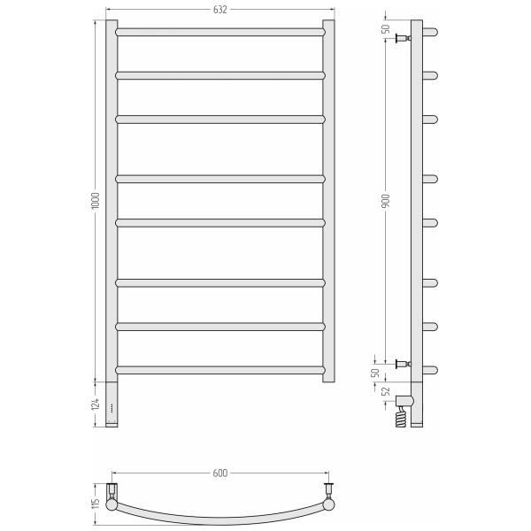 Полотенцесушитель электрический Сунержа Галант 3.0 1000x600 провод слева матовый чёрный (31-5800-1060) Полотенцесушитель электрический Сунержа Галант 3.0 1000x600 провод слева матовый чёрный (31-5800-1060)