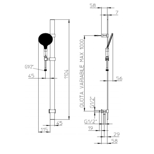 Душевой гарнитур Bossini Apice с ручным душем держателем шланговым подсоед, шланг хром (D48086.030)