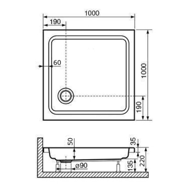 Душевой поддон RGW STYLE 100x100 белый (16180100-11) Душевой поддон RGW STYLE 100x100 белый (16180100-11)