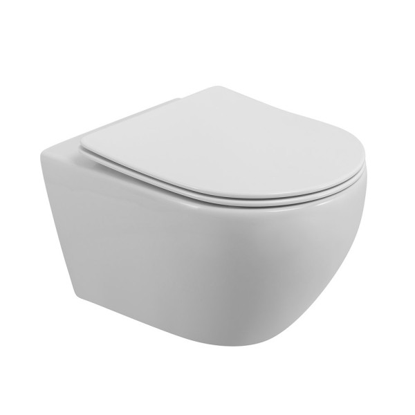 Унитаз подвесной Cezares Stream безободковый со смывом "Торнадо" с сиденьем дюропласт soft close (CZR-2426-TH-TOR/SC)