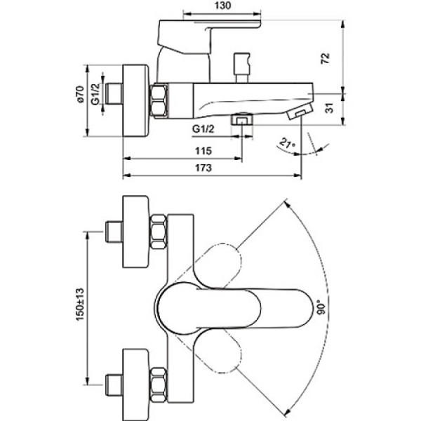 Смеситель для ванны и душа Ideal Standard CeraPlan III (B0718AA)