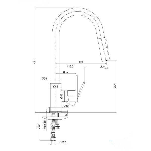 Смеситель для кухни E.C.A. Nita хром (102118129EX)