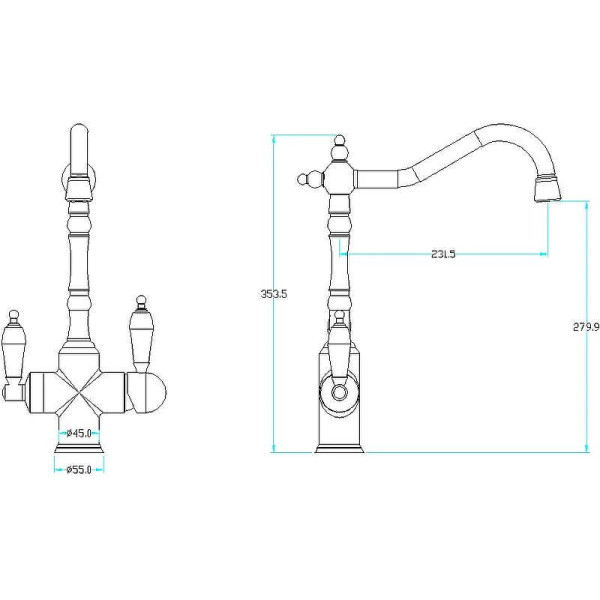 Смеситель для кухни Boheme Kitchen Хром с краном для питьевой воды (113-CRST) Смеситель для кухни Boheme Kitchen Хром с краном для питьевой воды (113-CRST)