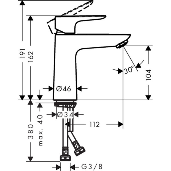 Смеситель для раковины Hansgrohe Talis E хром, с донным клапаном (71711000)