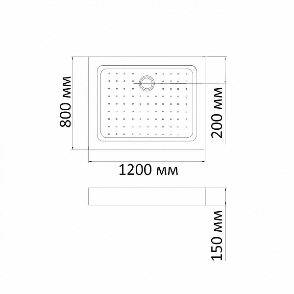 Душевой поддон BandHours Rectangular 812-Tray 80х120х15 белый