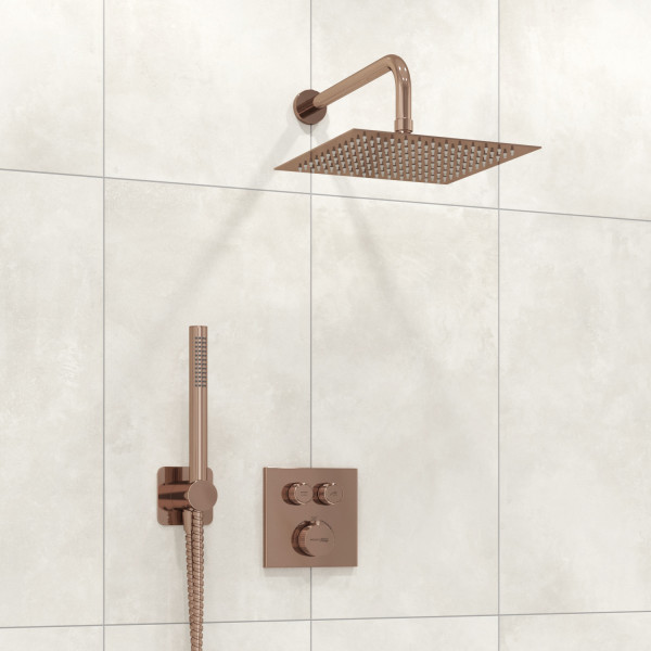 Смеситель для душа встраиваемый Thermo с верхней душевой насадкой и лейкой WasserKRAFT розовое золото (A7748.338.329.290.292.291 Thermo)