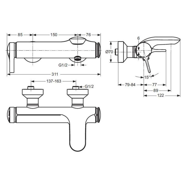 Смеситель для ванны и душа Ideal Standard Melange (A4271AA)