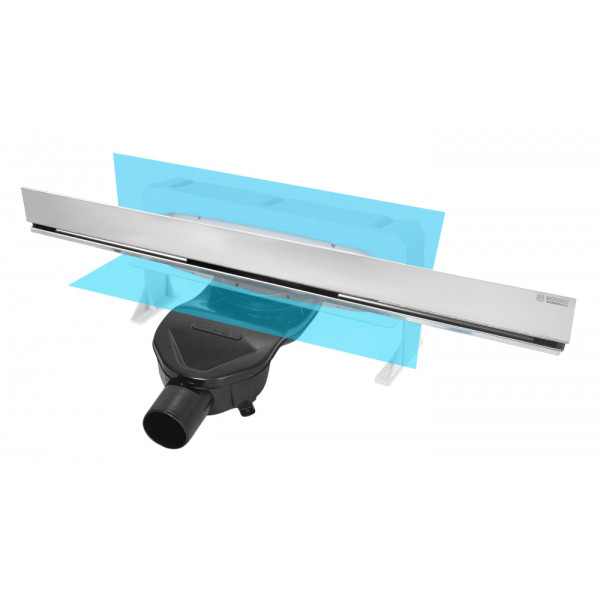 Желоб Berges водосток Wall 600 пристенный, хром глянец, S-сифон D50 H60 боковой (091156)