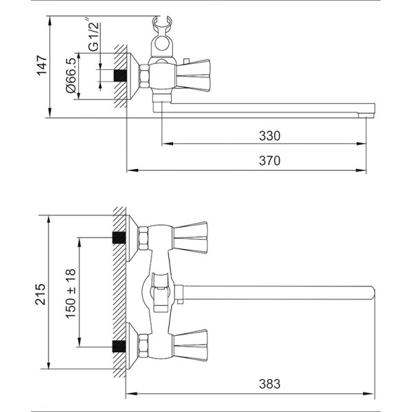 Смеситель для ванны и душа Melodia Galant с душевым гарнитуром (MDV 32141) Смеситель для ванны и душа Melodia Galant с душевым гарнитуром (MDV 32141)
