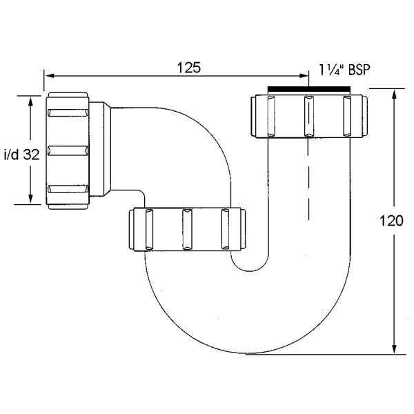Сифон трубный McAlpine 32 мм. для донного клапана (MRBD1) Сифон трубный McAlpine 32 мм. для донного клапана (MRBD1)