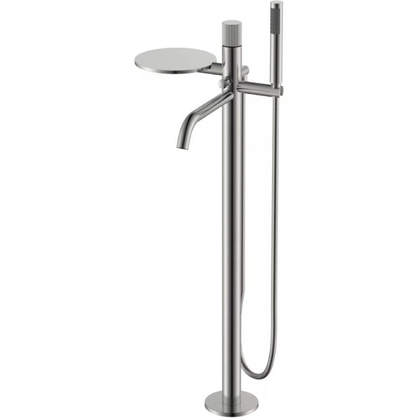 Смеситель напольный Boheme Stick никель с душевым комплектом (129-NB.3)