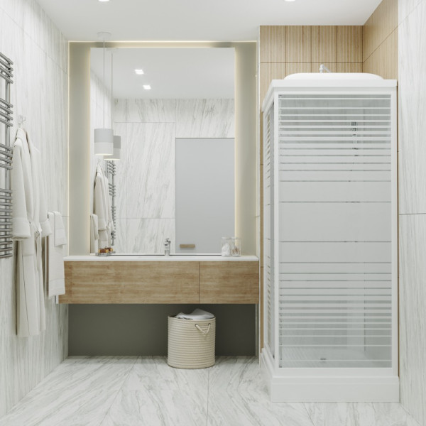 Душевая кабинаTriton Квадро 120x80 стекло прозрачное полосы, профиль белый полосы (DK264)