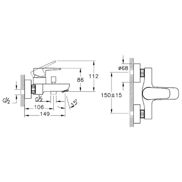 Смеситель для ванны Vitra Flow Soft хром (A42946EXP)