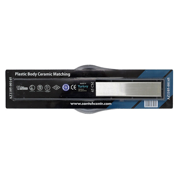 Душевой лоток горизонтальный Azario 550 под плитку (двухсторонняя решетка) с выходом 50мм хром