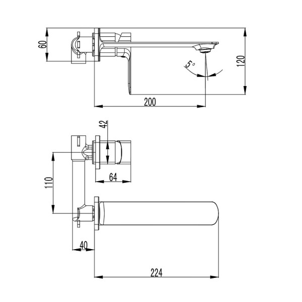 Смеситель для раковины встриваемый Azario Asher хром (AZ-VNN148311C)