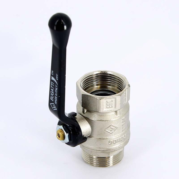 Кран Bugatti 1 1/4" ВН шаровый Arizona 605 (черная ручка) (06050083)