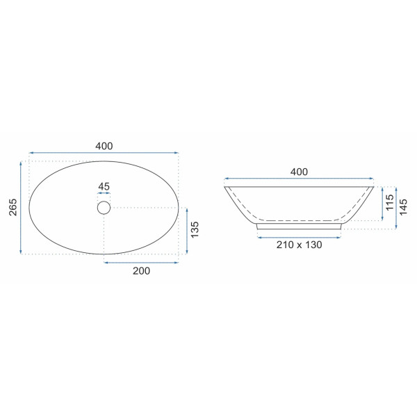 Раковина накладная Rea Pamela 40x27 белый (REA-U5804)