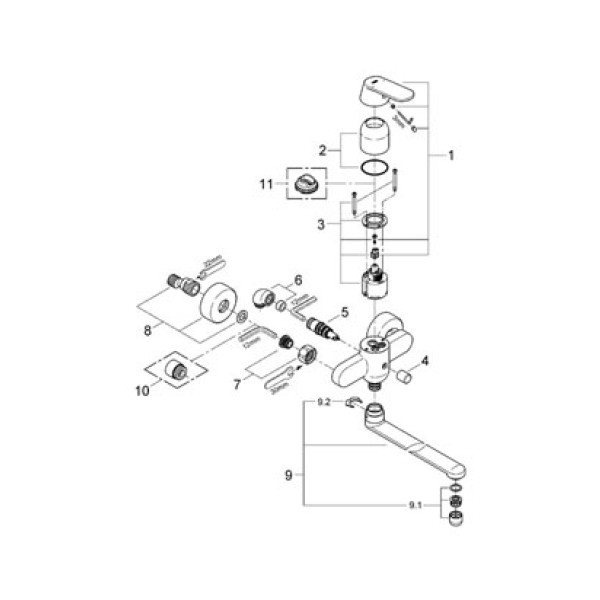 Смеситель для ванны и душа Grohe Eurosmart Cosmopolitan (32847000)